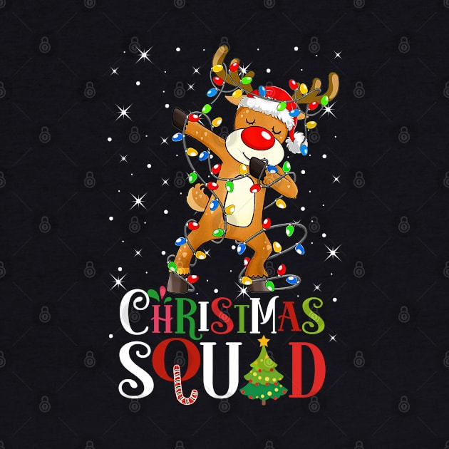 Christmas Squad Funny Xmas Dabbing Reindeer Christmas Lights by springins